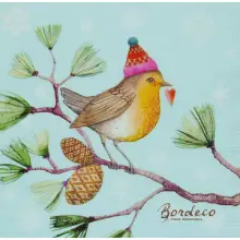 Serwetka do decoupage ptaszek w czapce 33x33 PPD Unikat