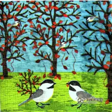 Serwetka do decoupage ptaszki, budki, drzewo 33x33 PPD Unikat