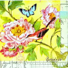 Serwetka do decoupage ptaszek, kwiat i motylek 33x33 PPD Unikat