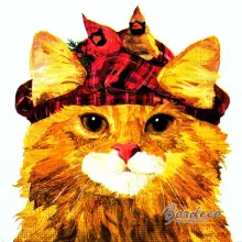 Serwetka do decoupage rudy kot w czapce 33x33 PPD Unikat