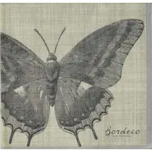 Serwetka do decoupage firmy PPD z motywem ołówkowego szkicu motyla 33x33.