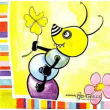 Serwetka do decoupage zadowolony robak, gąsienica 25x25 PPD Unikat