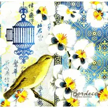 Serwetka do decoupage ptaszek i bratki 25x25 PUNCH, Unikat