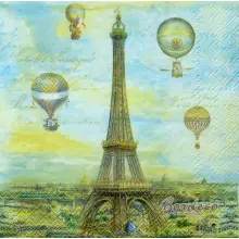 Serwetka do decoupage wieża  Eiffla i balony 25x25 PUNCH, Unikat