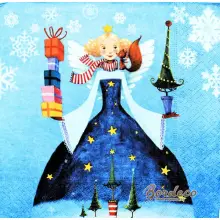Serwetka do decoupage aniołek z prezentami i choinką Paper+Design Unikat