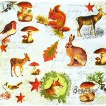 Serwetka do decoupage leśne zwierzęta, grzyby i liście Paper+Design Unikat