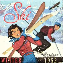 Serwetka do decoupage narciarze retro 25x25 Paper+Design Unikat