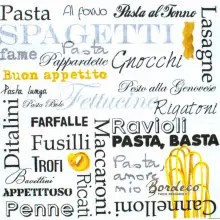 Serwetka do decoupage napisy różnych nazw makaronów Paper+Design Unikat