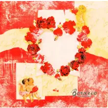 Serwetka do decoupage serce z róż i aniołki 33x33 Paper+Design Unikat