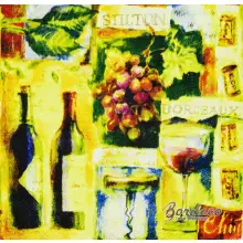 Serwetka do decoupage wino, winogrona, butelki i kieliszek  Paper+Design Unikat