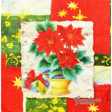 Serwetka do decoupage świąteczna poinsecja, gwiazda betlejemska 33x33 QUEEN