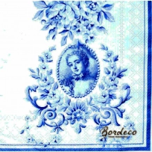 Serwetka do decoupage niebieski portret damy 33x33 DUNI. Unikat