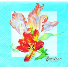 Serwetka do decoupage tulipany papuzie na błękitnym tle 33x33 R&F Unikat