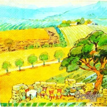 Serwetka do decoupage  wiejski pejzaż z drzewem 33x33 R&F Unikat