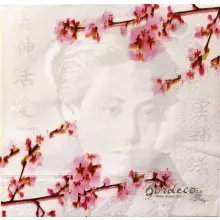 Serwetka do decoupage Japonka i gałązki kwiatów wiśni 33x33 R+F Unikat