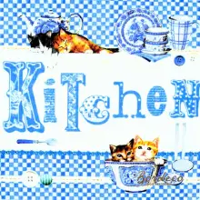Serwetka do decoupage Kitchen, kuchnia, niebieskie i kotki 33x33 R2S Unikat