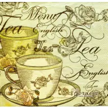 Serwetka do decoupage róże, filiżanki i herbata 33x33 RAVI Unikat