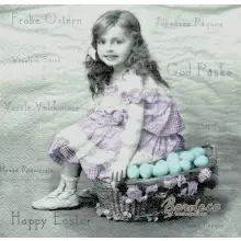 Serwetka do decoupage dziewczynka z pisankami 33x33 SAGEN