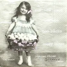 Serwetka do decoupage dziewczynka z pisankami 33x33 SAGEN