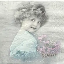 Serwetka do decoupage dziewczynka z diademem 33x33 SAGEN