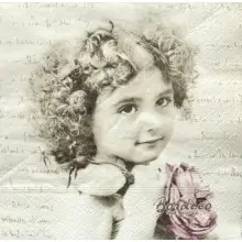 Serwetka do decoupage dziewczynka z różą 33x33 SAGEN