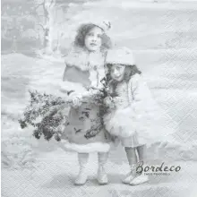 Serwetka do decoupage dziewczynki zimą 33x33 SAGEN