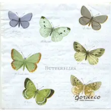 Serwetka do decoupage motyle z nazwami 33x33 SAGEN