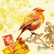 Serwetka do decoupage ptaszek rudzik 33x33 STEWO Unikat