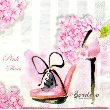 Serwetka do decoupage różowy bucik i hortensje 33x33 SWEET PAC, Unikat