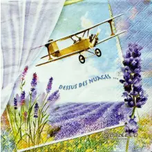 Serwetka do decoupage samolot i lawenda 33x33 SWEET PAC, Unikat