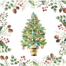 Serwetka do decoupage choinka w doniczce 33x33 TETEaTETE
