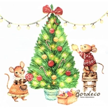 Serwetka do decoupage myszki przy choince 33x33 TETEaTETE