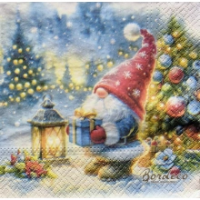 Serwetka do decoupage skrzat z prezentem 33x33 TETEaTETE