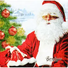 Serwetka do decoupage Mikołaj przy choince  33x33 TETEaTETE Unikat