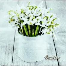 Serwetka do decoupagebiałe kwiaty i dekoracje  33x33 TETEaTETE Unikat