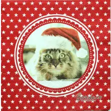 Serwetka do decoupage kot w czapce Mikołaja 33x33 TETEaTETE Unikat