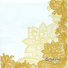 Serwetka do decoupage złota koronka, haft 33x33 TETEaTETE Unikat