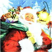 Serwetka do decoupage Mikołaj z workiem i latarenką 33x33 TI-FLAIR. Unikat