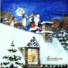 Serwetka do decoupage Mikołaj na dachu 33x33 TI-FLAIR. Unikat