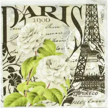 Serwetka do decoupage Paryż i białe kwiaty, vintage 33x33 TI-FLAIR Unikat