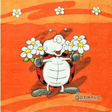 Serwetka do decoupage biedronka z kwiatkami 33x33 TI-FLAIR Unikat