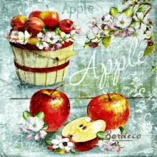 Serwetka do decoupage czerwone jabłka i kwiaty jabłoni 33x33 TI-FLAIR Unikat