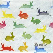 Serwetka do decoupage kolorowe zające 33x33 TI-FLAIR. Unikat