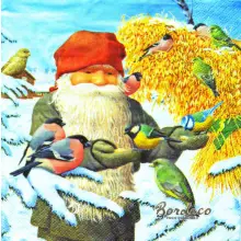 Serwetka do decoupage krasnal karmi ptaszki 33x33 TI-FLAIR. Unikat