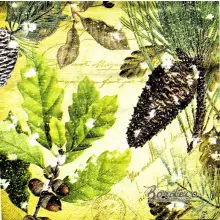 Serwetka do decoupage szyszki, liście i żołędzie 33x33 TI-FLAIR Unikat
