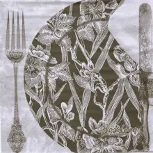Serwetka do decoupage czarny malowany talerz i sztućce 33x33 TI-FLAIR. Unikat