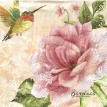 Serwetka do decoupage różowy kwiat i koliber 33x33 TI-FLAIR Unikat