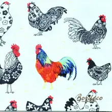 Serwetka do decoupage kury i koguty etniczne 21x21 ULSTER WEAVERS Unikat