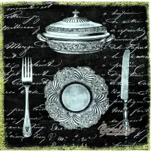 Serwetka decoupage srebrna zastawa stołowa 33x33 VICTORA'S Unikat