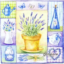 Serwetka do decoupage lawenda w różnej postaci 33x33 VIVA. Unikat